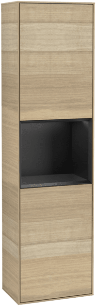 VILLEROY BOCH Vysoká skříňka Finion, s osvětlením, 2 dveře, 418 x 1516 x 270 mm, dubová dýha / černý matný lak #F460PDPC