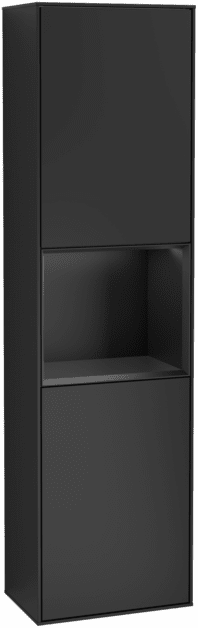 VILLEROY BOCH Vysoká skříňka Finion, s osvětlením, 2 dveře, 418 x 1516 x 270 mm, černý matný lak / černý matný lak #F460PDPD