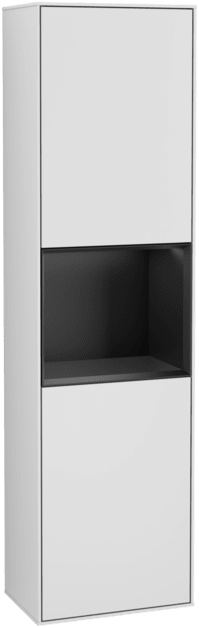VILLEROY BOCH Vysoká skříňka Finion, s osvětlením, 2 dveře, 418 x 1516 x 270 mm, bílý matný lak / černý matný lak #F460PDMT