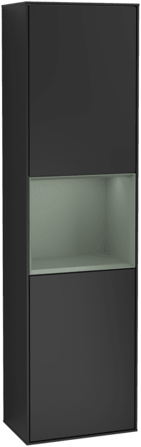 VILLEROY BOCH Vysoká skříňka Finion, s osvětlením, 2 dveře, 418 x 1516 x 270 mm, černý matný lak / olivový matný lak #F470GMPD