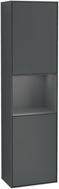 VILLEROY BOCH Vysoká skříňka Finion, s osvětlením, 2 dveře, 418 x 1516 x 270 mm, Midnight Blue Matt Lacquer / Anthracite Matt Lacquer #F470GKHG