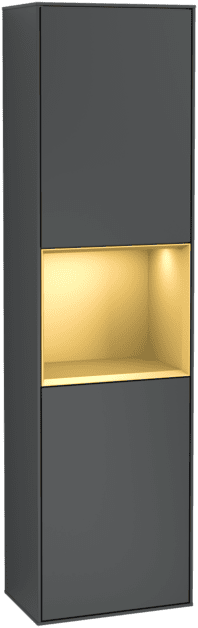 VILLEROY BOCH Vysoká skříňka Finion, s osvětlením, 2 dveře, 418 x 1516 x 270 mm, Midnight Blue Matt Lacquer / Gold Matt Lacquer #F470HFHG