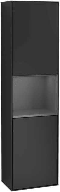 VILLEROY BOCH Vysoká skříňka Finion, s osvětlením, 2 dveře, 418 x 1516 x 270 mm, černý matný lak / antracitový matný lak #F470GKPD