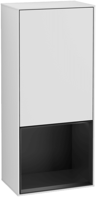 VILLEROY BOCH Boční skříňka Finion, s osvětlením, 1 dveře, 418 x 936 x 270 mm, bílý matný lak / černý matný lak #F550PDMT