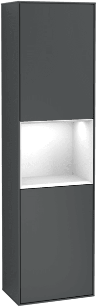VILLEROY BOCH Vysoká skříňka Finion, s osvětlením, 2 dveře, 418 x 1516 x 270 mm, matný lak Midnight Blue / lesklý bílý lak #F460GFHG