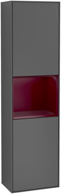 VILLEROY BOCH Vysoká skříňka Finion, s osvětlením, 2 dveře, 418 x 1516 x 270 mm, antracitový matný lak / pivoňkový matný lak #F470HBGK