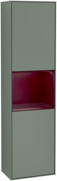 VILLEROY BOCH Vysoká skříňka Finion, s osvětlením, 2 dveře, 418 x 1516 x 270 mm, olivový matný lak / pivoňkový matný lak #F470HBGM