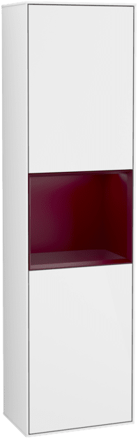 VILLEROY BOCH Vysoká skříňka Finion, s osvětlením, 2 dveře, 418 x 1516 x 270 mm, lesklý bílý lak / matný lak Peony #F470HBGF