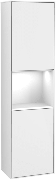 VILLEROY BOCH Vysoká skříň Finion, s osvětlením, 2 dveře, 418 x 1516 x 270 mm, lesklý bílý lak / lesklý bílý lak #F460GFGF