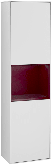 VILLEROY BOCH Vysoká skříňka Finion, s osvětlením, 2 dveře, 418 x 1516 x 270 mm, bílý matný lak / pivoňkový matný lak #F470HBMT