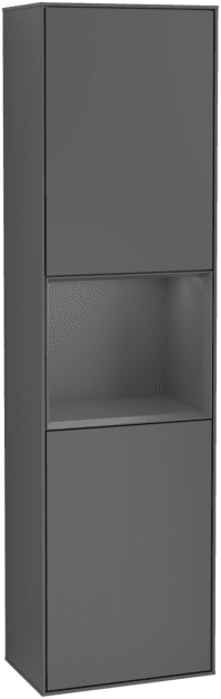 VILLEROY BOCH Vysoká skříňka Finion, s osvětlením, 2 dveře, 418 x 1516 x 270 mm, antracitový matný lak / antracitový matný lak #F460GKGK