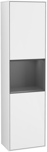 VILLEROY BOCH Vysoká skříňka Finion, s osvětlením, 2 dveře, 418 x 1516 x 270 mm, lesklý bílý lak / antracitový matný lak #F460GKGF