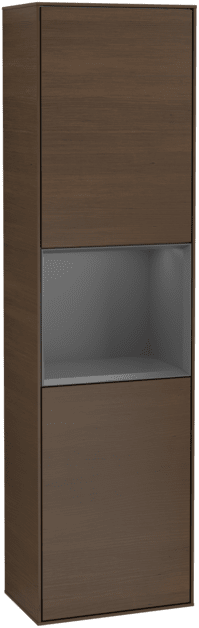 VILLEROY BOCH Vysoká skříňka Finion, s osvětlením, 2 dveře, 418 x 1516 x 270 mm, ořechová dýha / antracitový matný lak #F460GKGN