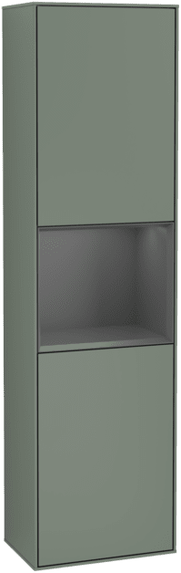 VILLEROY BOCH Vysoká skříňka Finion, s osvětlením, 2 dveře, 418 x 1516 x 270 mm, olivový matný lak / antracitový matný lak #F460GKGM