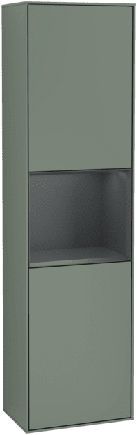 VILLEROY BOCH Vysoká skříňka Finion, s osvětlením, 2 dveře, 418 x 1516 x 270 mm, olivový matný lak / půlnoční modrý matný lak #F470HGGM