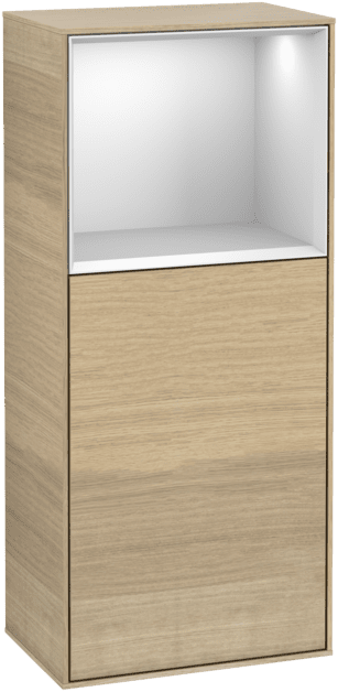 VILLEROY BOCH Boční skříňka Finion, s osvětlením, 1 dvířka, 418 x 936 x 270 mm, dubová dýha / bílý matný lak #F510MTPC