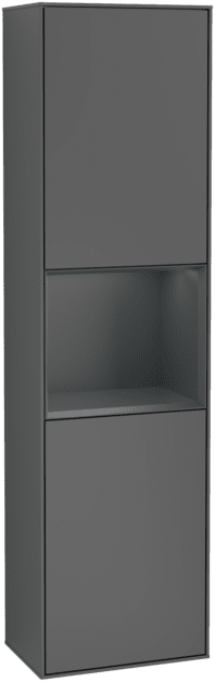 VILLEROY BOCH Vysoká skříňka Finion, s osvětlením, 2 dveře, 418 x 1516 x 270 mm, antracitový matný lak / půlnoční modrý matný lak #F470HGGK