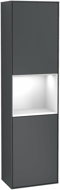 VILLEROY BOCH Vysoká skříňka Finion, s osvětlením, 2 dveře, 418 x 1516 x 270 mm, matný lak Midnight Blue / lesklý bílý lak #F470GFHG