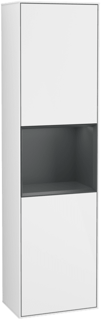 VILLEROY BOCH Vysoká skříňka Finion, s osvětlením, 2 dveře, 418 x 1516 x 270 mm, lesklý bílý lak / půlnočně modrý matný lak #F470HGGF