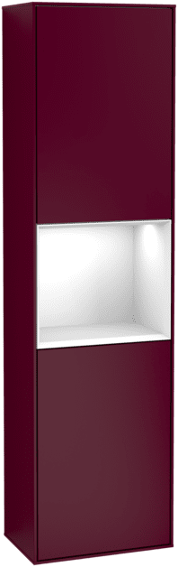 VILLEROY BOCH Vysoká skříňka Finion, s osvětlením, 2 dveře, 418 x 1516 x 270 mm, matný lak Peony / lesklý bílý lak #F470GFHB