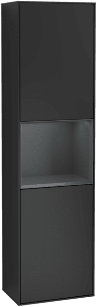 VILLEROY BOCH Vysoká skříňka Finion, s osvětlením, 2 dveře, 418 x 1516 x 270 mm, černý matný lak / půlnoční modrý matný lak #F470HGPD