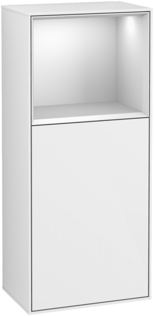 VILLEROY BOCH Boční skříňka Finion, s osvětlením, 1 dveře, 418 x 936 x 270 mm, lesklý bílý lak / bílý matný lak #F510MTGF