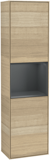 VILLEROY BOCH Vysoká skříňka Finion, s osvětlením, 2 dveře, 418 x 1516 x 270 mm, dubová dýha / půlnočně modrý matný lak #F470HGPC