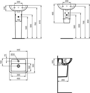 IDEAL STANDARD Nástěnný sloupek Eurovit Plus bílý (Alpine) T426701, obrázek 2