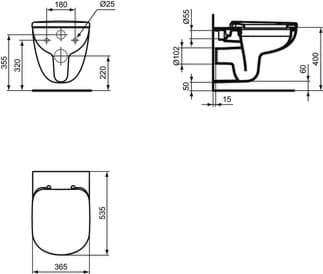 IDEAL STANDARD WC balíček Eurovit Plus bez splachovacího okraje Bílá (Alpine) K881401, obrázek 2
