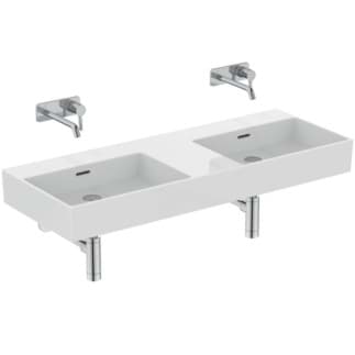 IDEAL STANDARD Extra dvojité umyvadlo 1215x450mm, bez otvoru pro baterii, s otvorem pro přepad (štěrbinové) #T3911MA - Bílá (Alpine) s Ideal Plus
