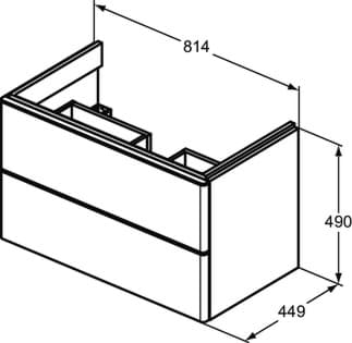 IDEAL STANDARD Toaletní skříňka Adapto 810x450 mm, se 2 výsuvnými zásuvkami s tichým zavíráním #T4296Y2 - antracit matný