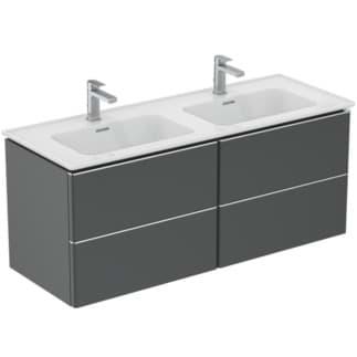 IDEAL STANDARD Dvojitá toaletní skříňka Adapto 1210x450 mm, se 4 výsuvnými zásuvkami s tichým zavíráním #T4298Y2 - antracit matný