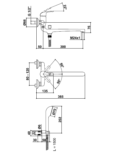 Ảnh của KREINER NAPOLI baterie vanová/umyvadlová nástěnná včetně příslušenství (100 mm) NA31A K - chrom