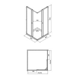 Obrázek KREINER MILANO sprchový kout čtverec 80 cm KREMI80 - stříbrný lesk/sklo čiré
