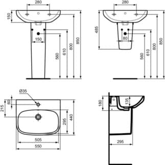 IDEAL STANDARD I.LIFE A - Podstavec 185x168x705 mm v bílém lesku #T451801 - Bílá (Alpine), obrázek 8