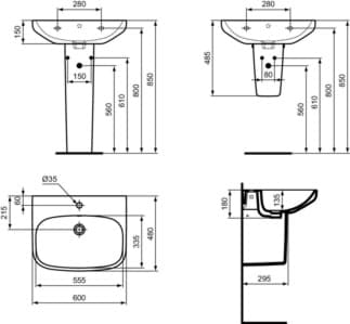 IDEAL STANDARD I.LIFE A - Podstavec 185x168x705 mm v bílém lesku #T451801 - Bílá (Alpine), obrázek 7