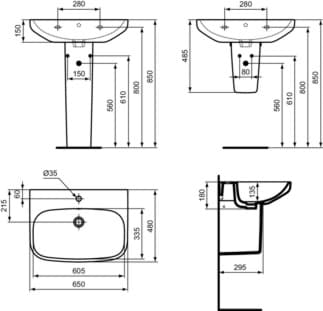IDEAL STANDARD I.LIFE A - Podstavec 185x168x705 mm v bílém lesku #T451801 - Bílá (Alpine), obrázek 6