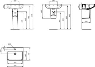 IDEAL STANDARD i.life B umyvadlo 550x440mm, s 1 otvorem pro baterii, s otvorem pro přepad (kulatý) _ Bílá (Alpine) s Ideal Plus #T4608MA - Bílá (Alpine) s Ideal Plus, obrázek 3