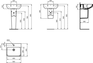 IDEAL STANDARD i.life B umyvadlo 500x440mm, s 1 otvorem pro baterii, s otvorem pro přepad (kulatý) _ Bílá (Alpine) s Ideal Plus #T4609MA - Bílá (Alpine) s Ideal Plus, obrázek 5