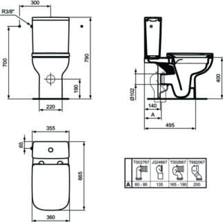 IDEAL STANDARD I.LIFE A - Podlahový klozet pro kombinaci (otevřená záda) 355x660x400 mm v bílé lesklé barvě, vodorovný odtok - Bezokrajová splachovací technologie RimLS+ #T472101 - Bílá (Alpine), obrázek 6