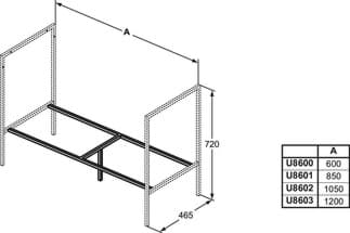 IDEAL STANDARD Podpěrný rám Adapto 1200x465mm #U8603FY - antracitový, obrázek 1