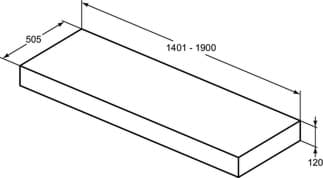 IDEAL STANDARD Konzola Adapto 1401-1900x505mm #U8622DD - Konfigurovatelná, obrázek 1