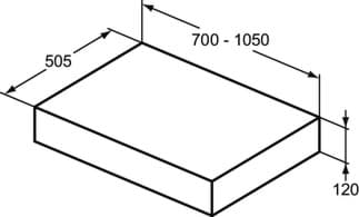 IDEAL STANDARD Konzola Adapto 700-1050x505mm #U8620DD - Konfigurovatelná, obrázek 2