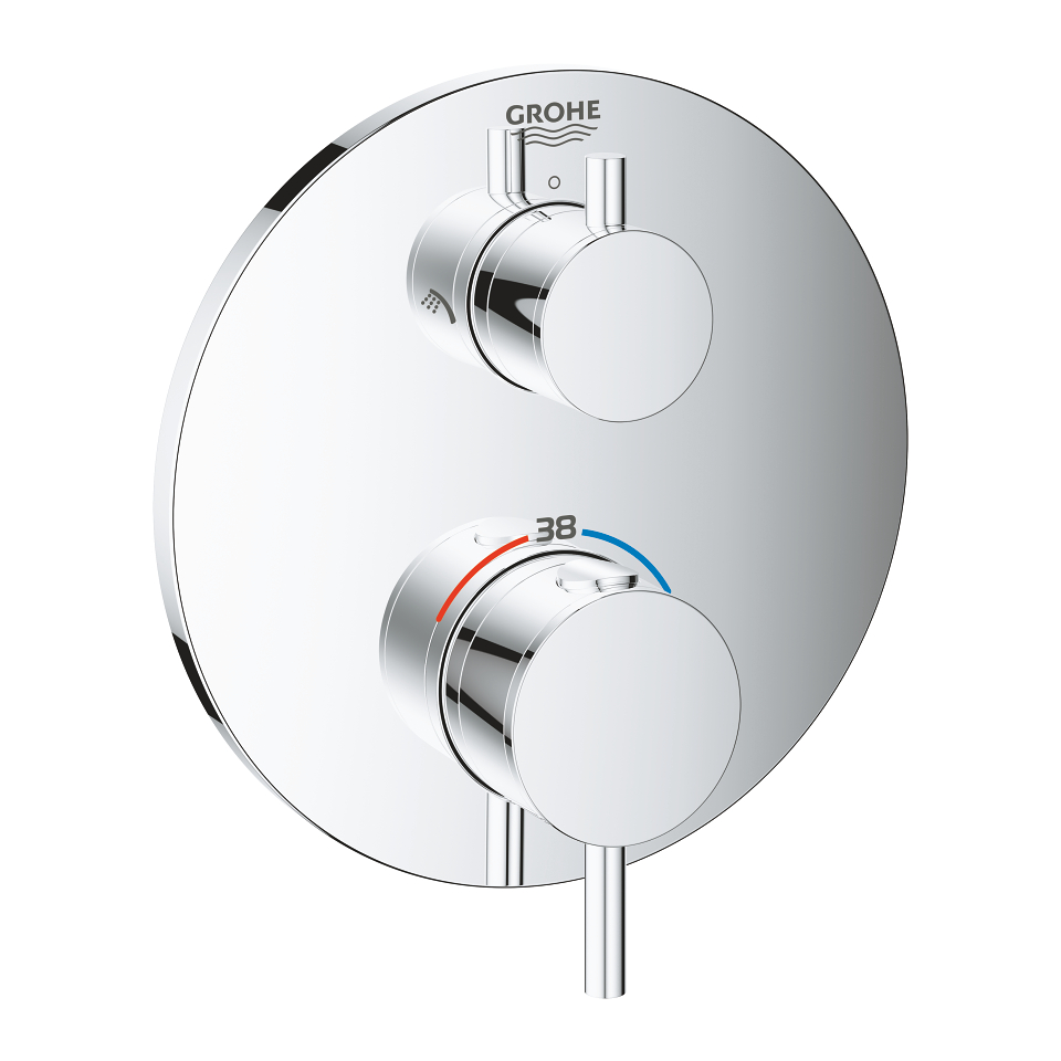 GROHE Atrio Termostatická baterie pro 2 výstupy s integrovaným uzavíracím/přepínacím ventilem Chrom #24135003