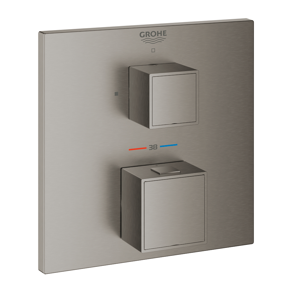 GROHE Grohtherm Cube Termostatická baterie pro 1 výstup s uzavíracím ventilem kartáčovaný Hard Graphite #24153AL0