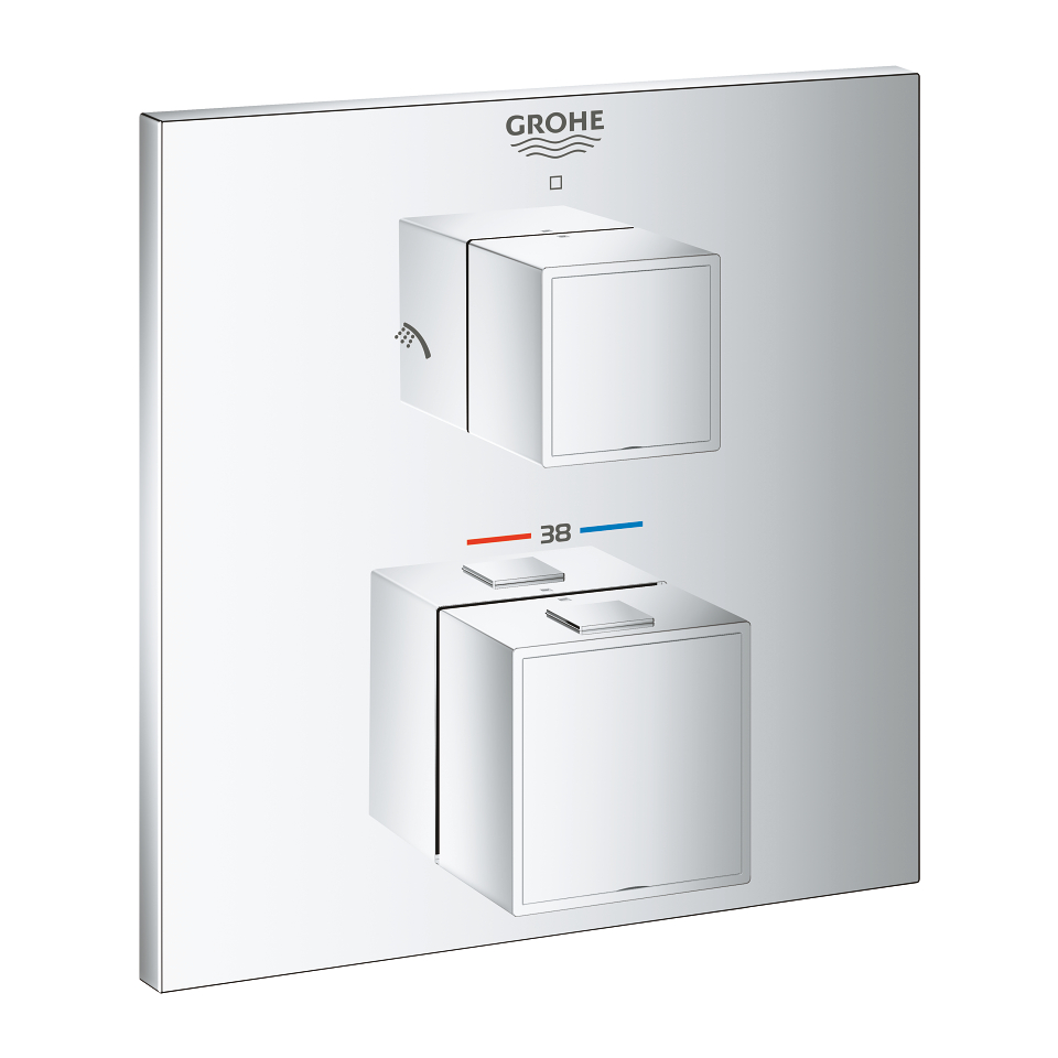 GROHE Grohtherm Cube Termostatická baterie pro 2 výstupy s integrovaným uzavíracím/přepínacím ventilem Chrom #24154000