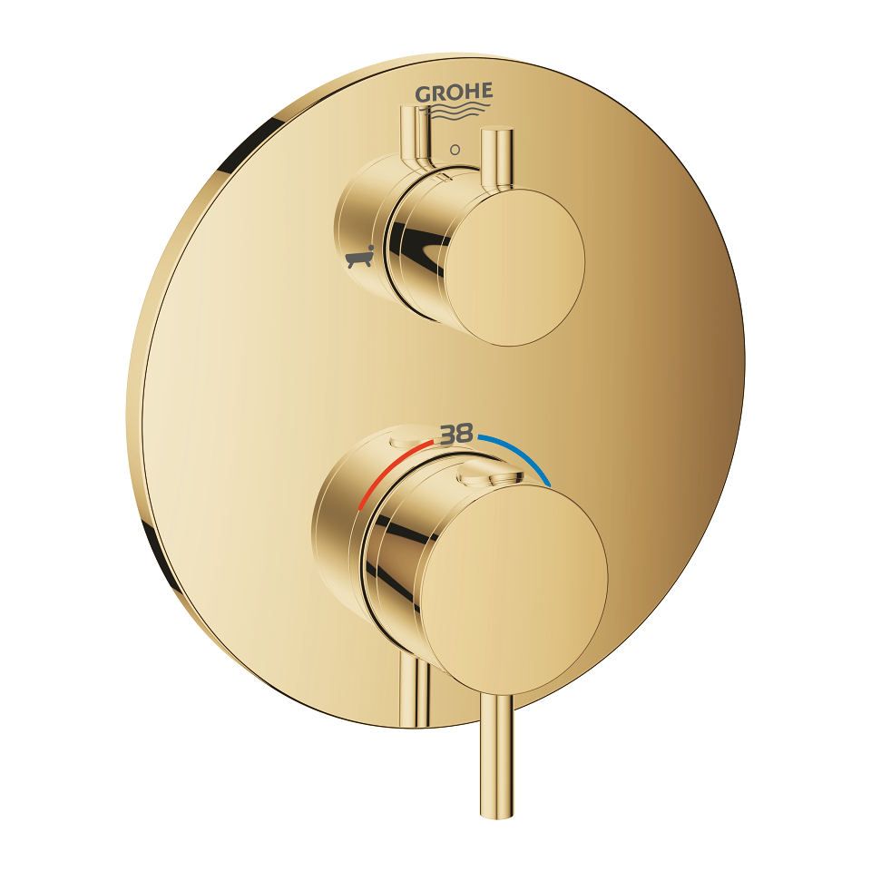 GROHE Atrio Termostatická baterie pro 2 výstupy s integrovaným uzavíracím/přepínacím ventilem Cool Sunrise #24138GL3