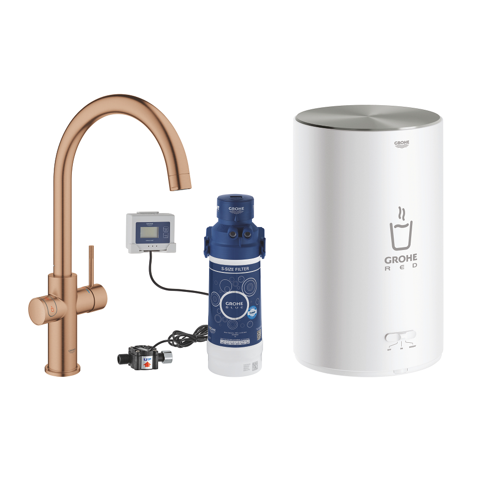 GROHE Red Duo dřezová výpusť a bojler velikosti M  #30083DL1 - kartáčovaný Warm Sunset