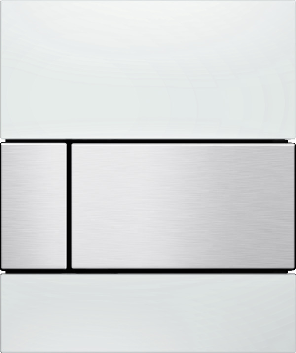 Зображення з  TECE TECEsquare, панель змиву для пісуару з картриджем, біле скло, клавіші нержавіюча сталь #9242801