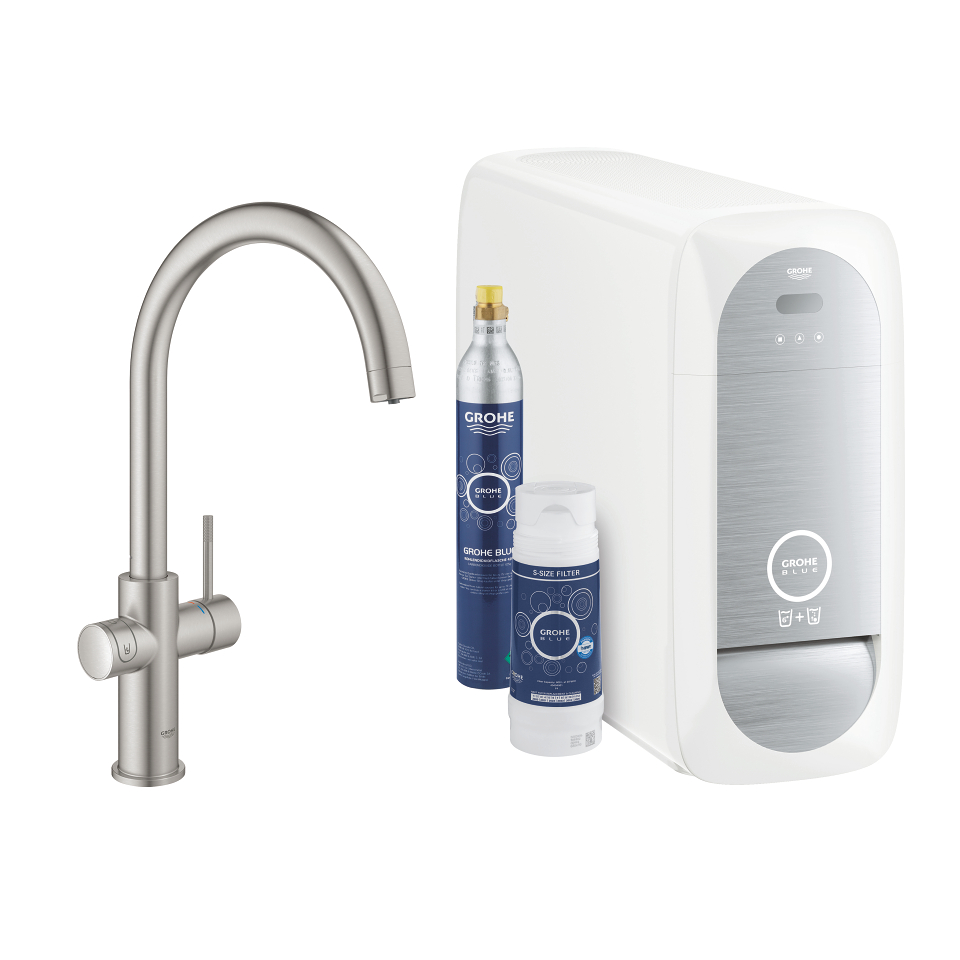 GROHE Blue Home Startovní sada s výpustí ve tvaru C SuperSteel #31455DC1